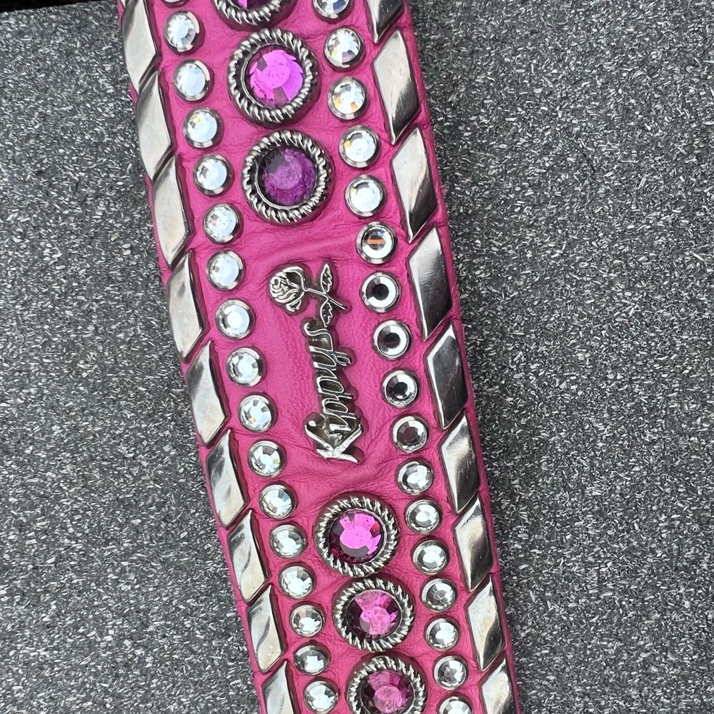 Kippys vintage pink leather cowgirl belt with Swarovski crystals - Picture 3 of 7